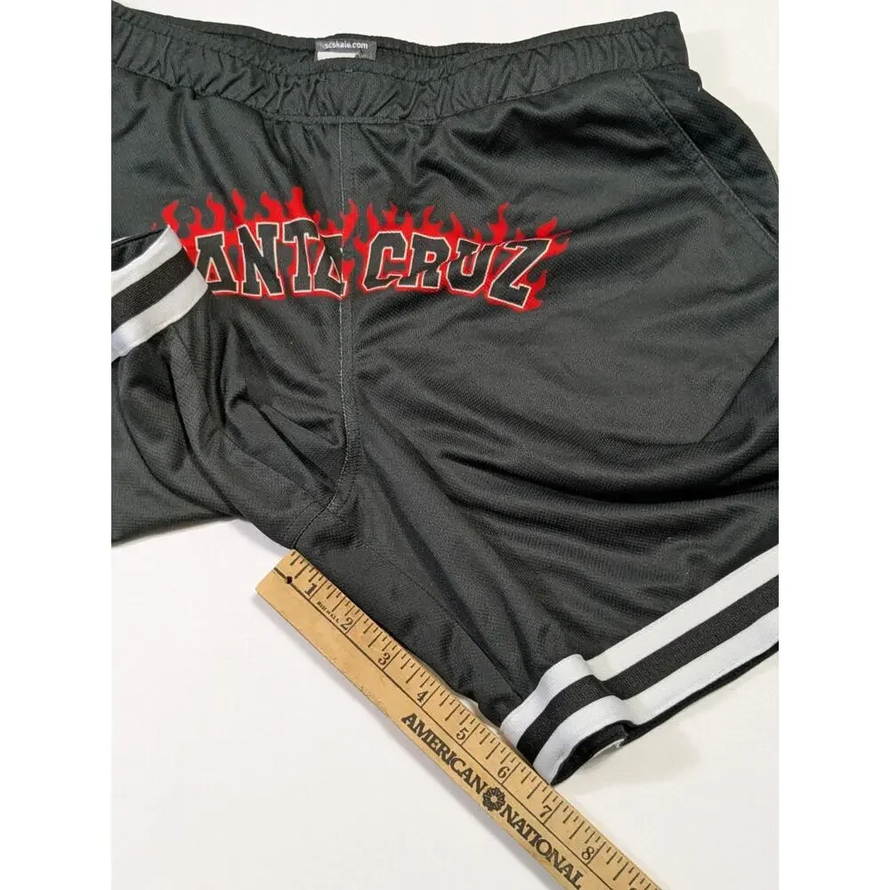 Rare Santa Cruz Basketball Shorts Men's Medium Skate Surf Y2k Flames Stripes 73